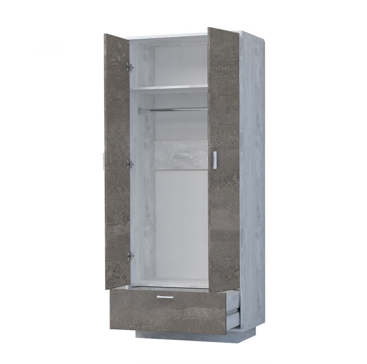 Эго Шк-1 Шкаф с 2дв, 1ящ (бетон светлый/камень темный) цоколь | фото 2